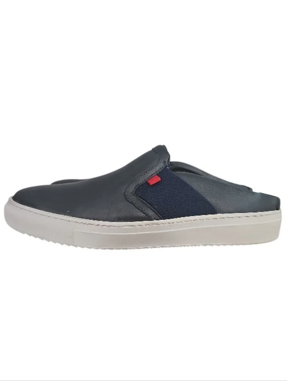 Marc Joseph NY Leather Slip On Mules Men 10.5 Navy Clogs Comfort Casual Shoes